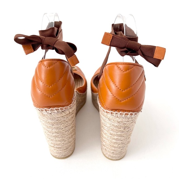 GUCCI | Marmont GG Cognac Leather Platform
Espadrille Wedge Sandal US 10 EU 40 - Picture 5 of 12